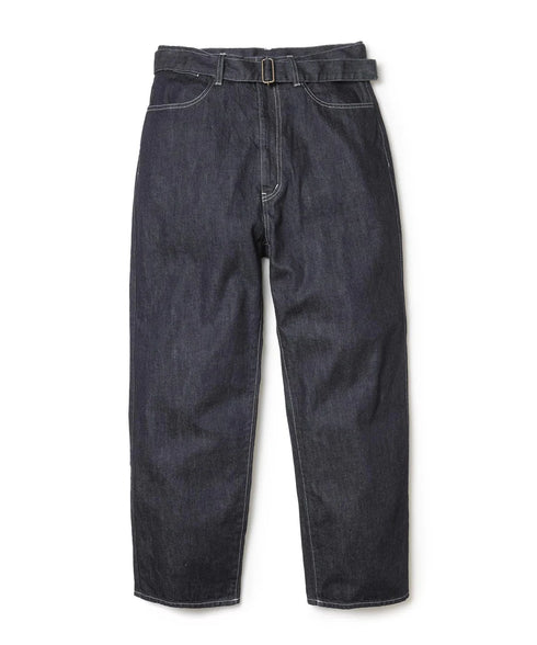 MR.OLIVE / RINSE WASH 12oz CRUNCH DEINIM / WIDE TAPERED BELTED JEANS / ミスターオリーブ リンスウォッシュ 12オンス クランチデニム / ワイドテーパード ベルト付きジーンズ